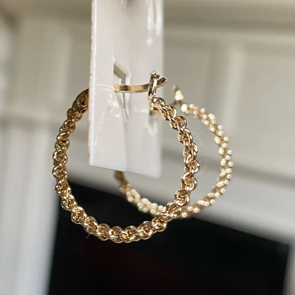 vintage yellow gold over 925 sterling silver hoop earrings. - Picture 10 of 15